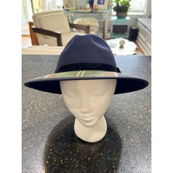 Barbour Thornhill Wool Fedora. Large. Barbour Barbour Thornhill Fedora Hat Women Navy Blue Wool  main image 4